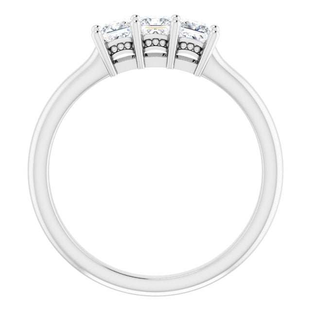 0.54 ct. Princess Cut Diamond 3 Stone Wedding Band-VIRABYANI